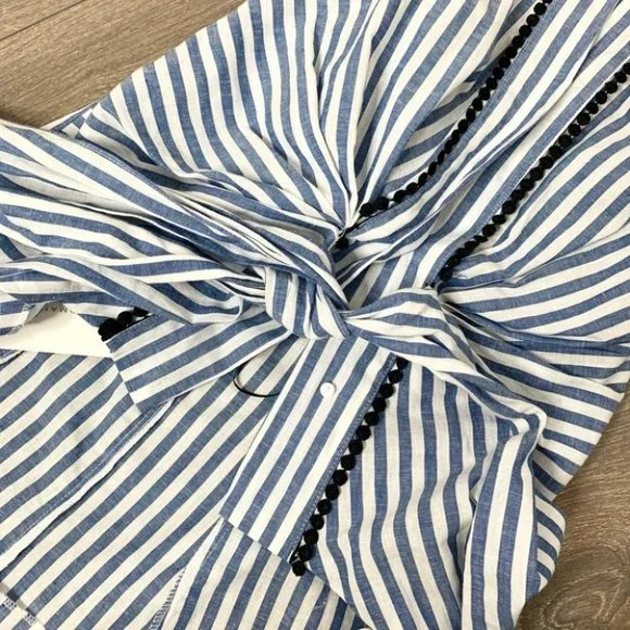 Zara Striped Tie Front Halter Top Blue & White Size Small - Picture 9 of 16